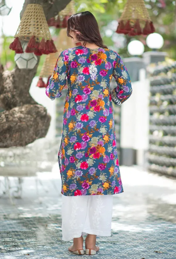 Rayon_Hand_Embroidered_Chikankari_Kurti_for_Women_|_Soft_&_Stylish
