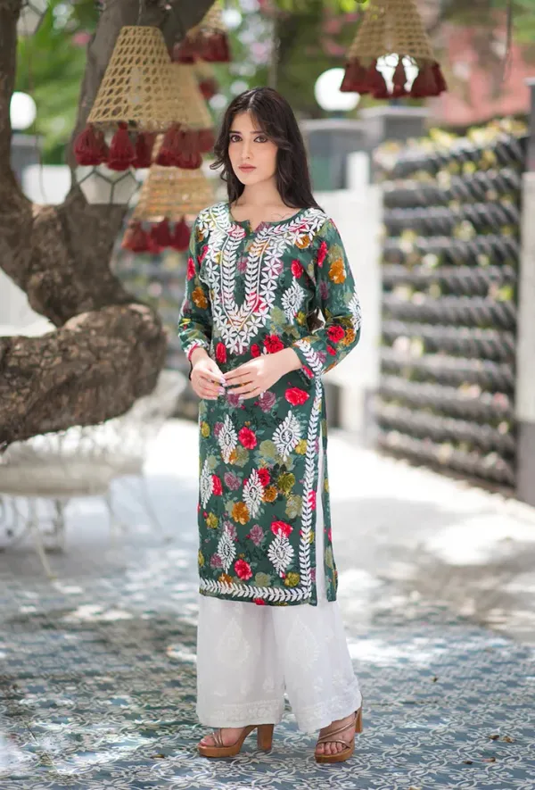 Rayon_Hand_Embroidered_Chikankari_Kurti_for_Women_|_Soft_&_Stylish