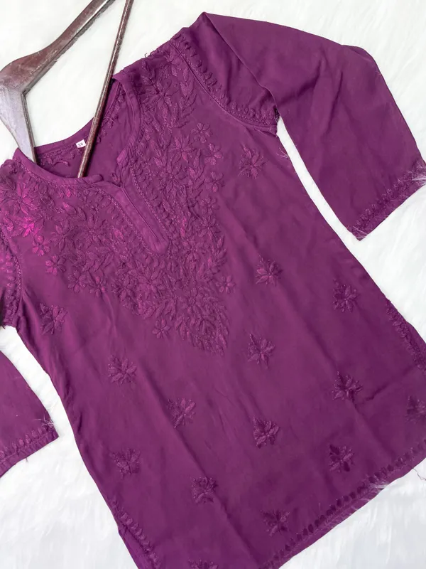 Short_Rayon_Lucknowi_Chikankari_Top_for_Women_|_Comfortable_&_Non-Transparent_Fabric