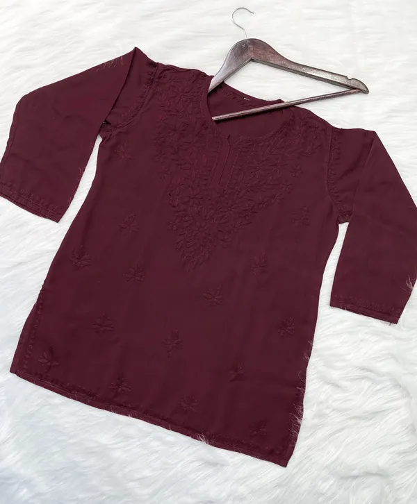 Short_Rayon_Lucknowi_Chikankari_Top_for_Women_|_Comfortable_&_Non-Transparent_Fabric