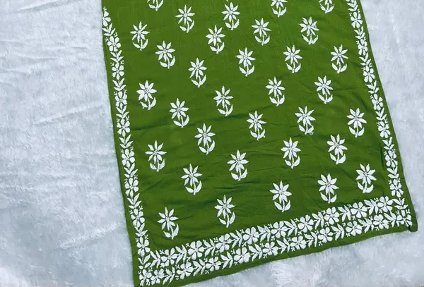 Green_Cotton_Lucknowi_Chikankari_Hand_Embroided_Kurti_For_Women