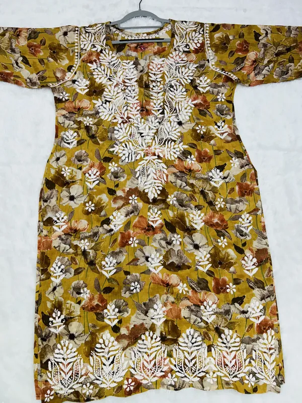 Yellow_Premium_Mul_Cotton_Printed_Straight_Kurti