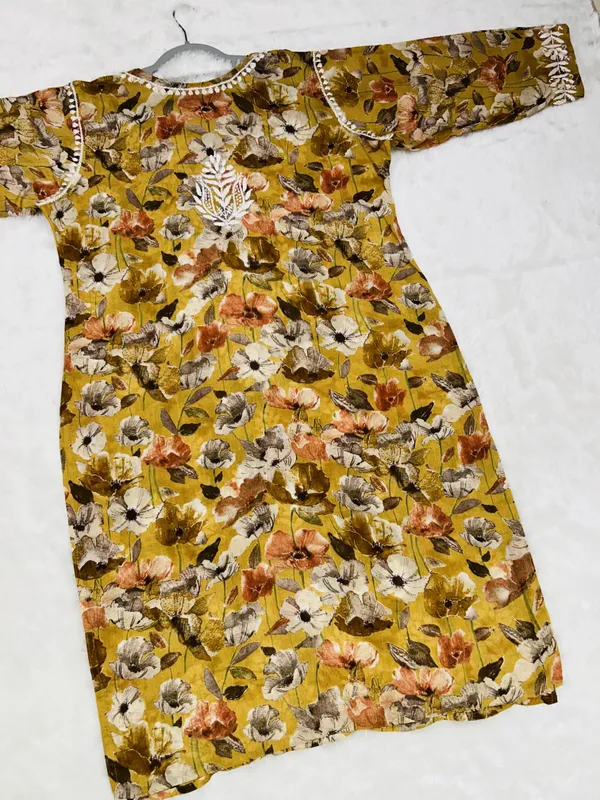 Yellow_Premium_Mul_Cotton_Printed_Straight_Kurti