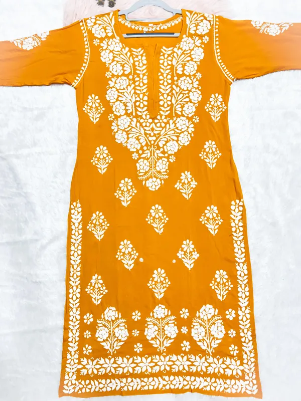 Yellow_Modal_Embroidery_Work_Kurti_For_Women