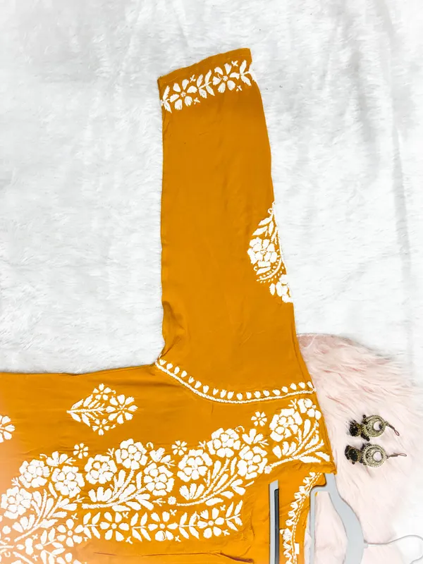 Yellow_Modal_Embroidery_Work_Kurti_For_Women