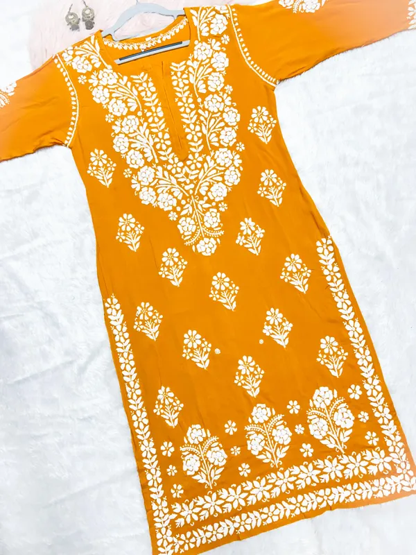 Yellow_Modal_Embroidery_Work_Kurti_For_Women