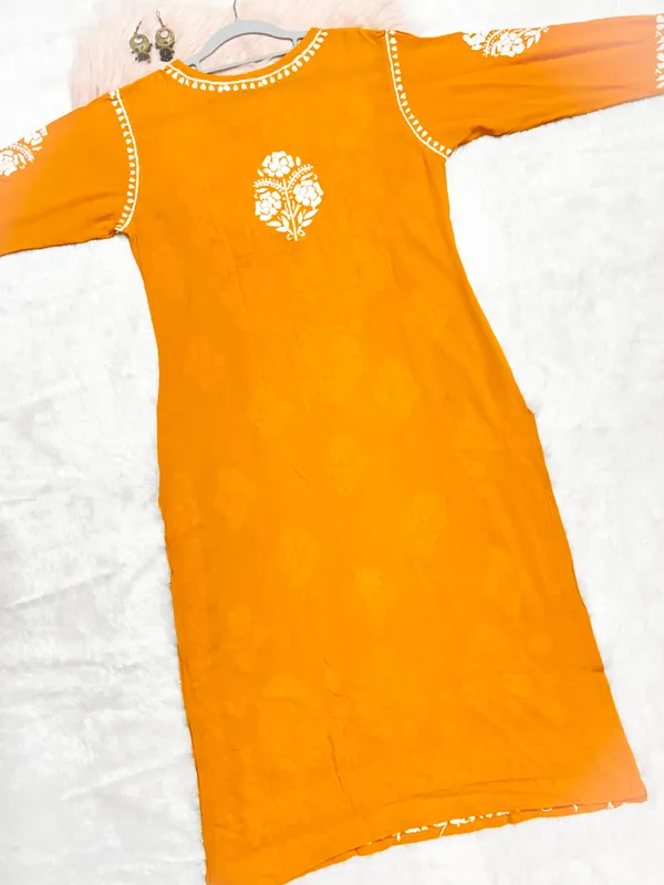 Yellow_Modal_Embroidery_Work_Kurti_For_Women