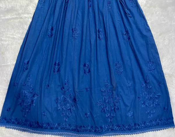 Navy_Blue_Cotton_Lucknowi_Chikankari_Hand_Embroided_Gown_For_Women
