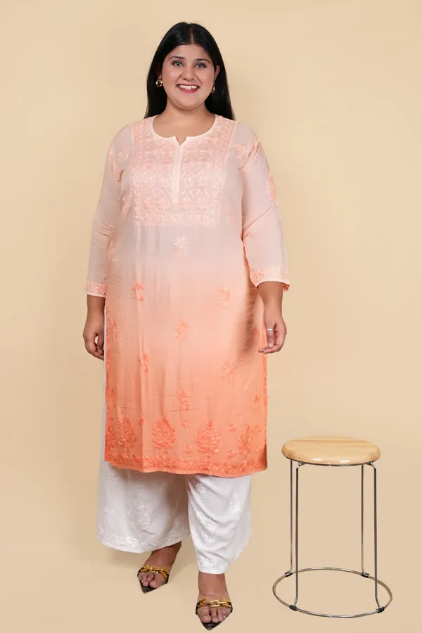 Plus_Size_Modal_Lucknowi_Chikankari_Hand_Embroided_Kurti_For_Women