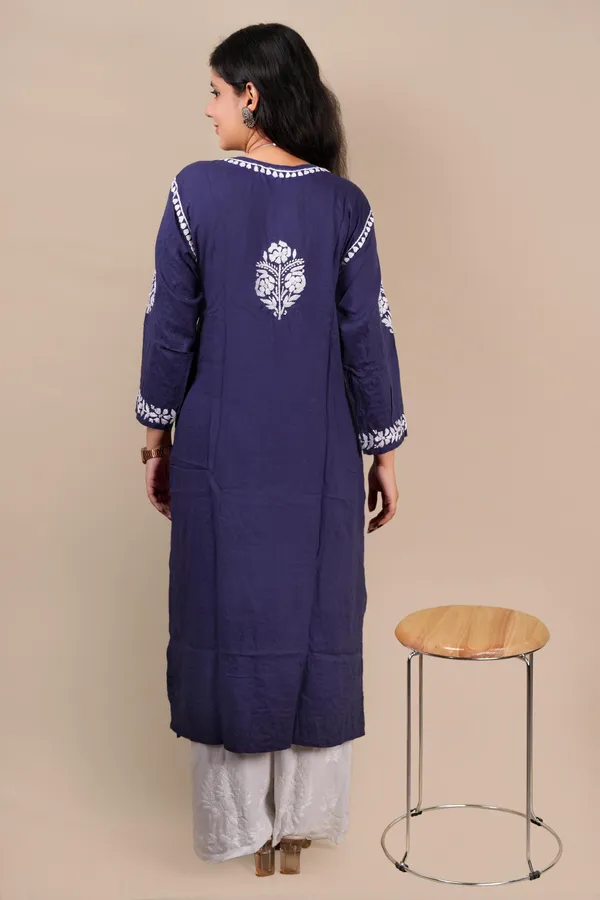 Navy_Blue_Modal_Embroidery_Work_Kurti_For_Women