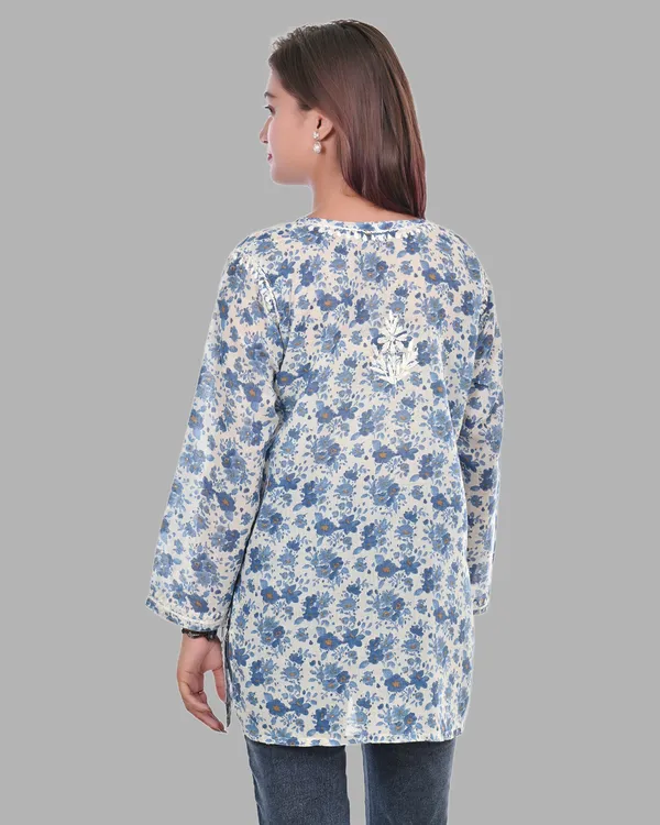 Pooja_Short_Mul_Cotton_Printed_Chikankari_Top