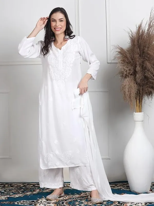 White__Rayon_Chikankari_Palazzo_Set_with_Lace_Dupatta