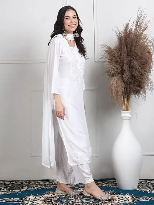 White__Rayon_Chikankari_Palazzo_Set_with_Lace_Dupatta