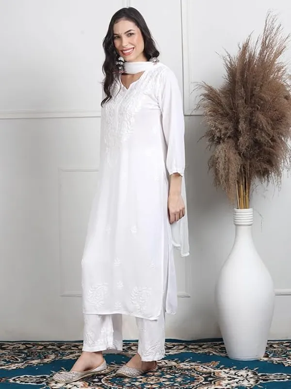 White__Rayon_Chikankari_Palazzo_Set_with_Lace_Dupatta