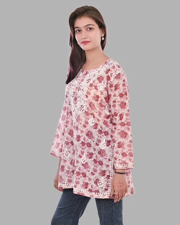 Pooja_Short_Mul_Cotton_Printed_Chikankari_Top