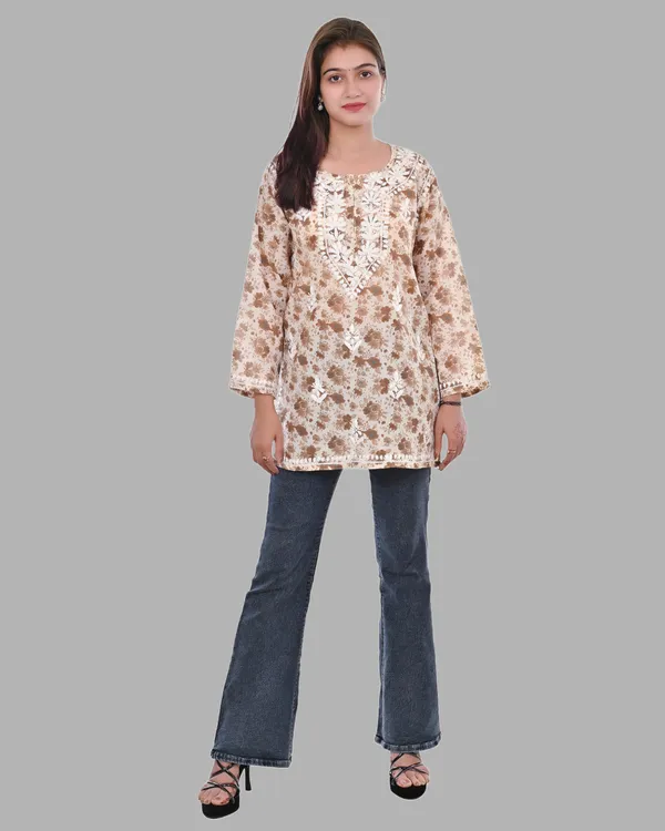Pooja_Short_Mul_Cotton_Printed_Chikankari_Top