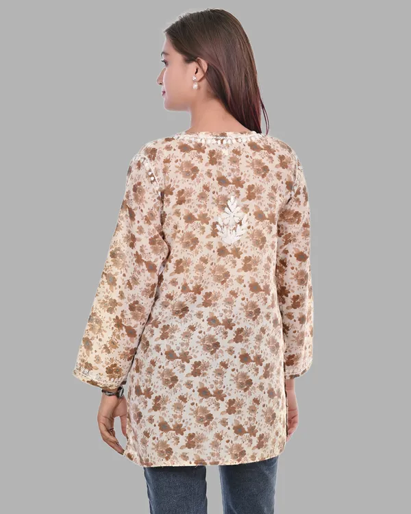 Pooja_Short_Mul_Cotton_Printed_Chikankari_Top