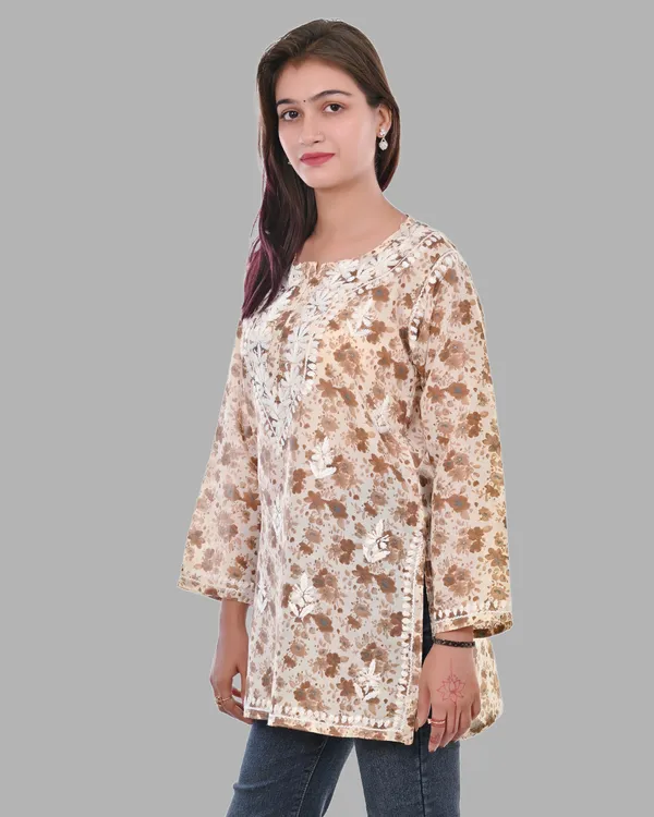 Pooja_Short_Mul_Cotton_Printed_Chikankari_Top