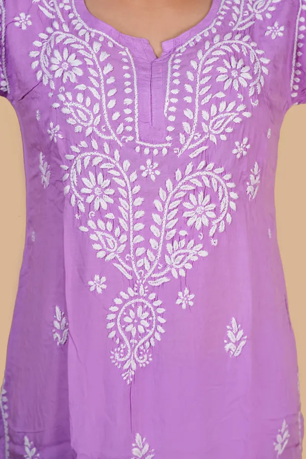 Purple_Modal_Lucknowi_Chikankari_Hand_Embroided_Kurti_Plazzo_For_Women