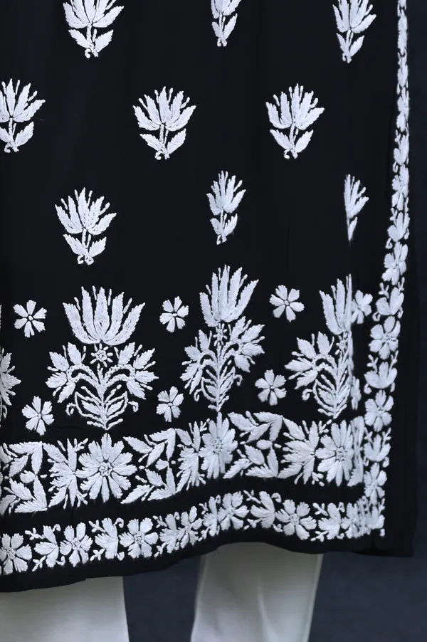Black_Modal_Lucknowi_Chikankari_Hand_Embroided_Kurta_For_Women