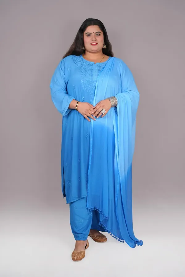 Blue_Rayon_Chikankari_Palazzo_Set_with_Lace_Dupatta