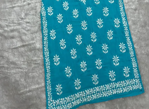 Sky_Blue_Cotton_Lucknowi_Chikankari_Hand_Embroided_Kurti_For_Women
