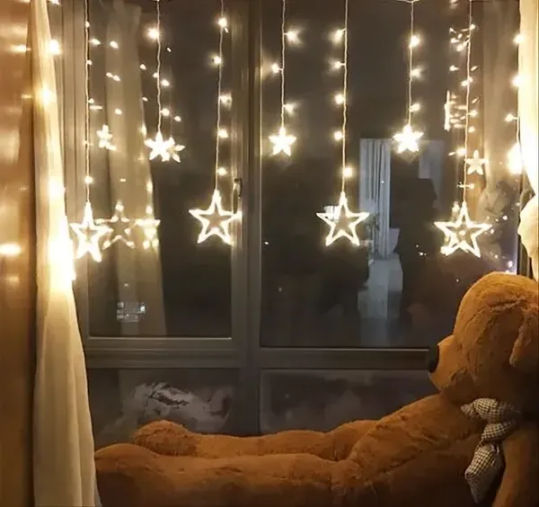 CINEFX'S_Decorative_6+6_Star_Curtain_LED_Lights_(Yellow,_2.5_Meter,_138_LED,Corded_electric,Plastic,Oval)