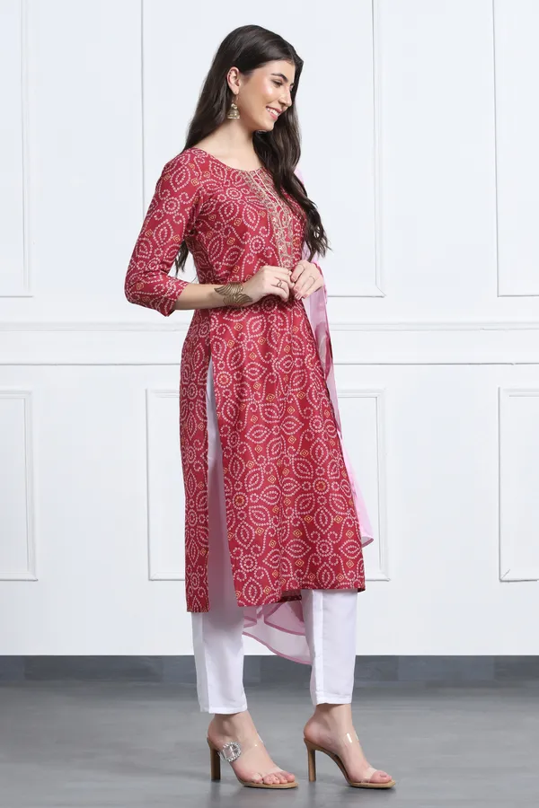 Maroon_Muslin_Ankle_Length_Kurta_Pant_Suit_Set