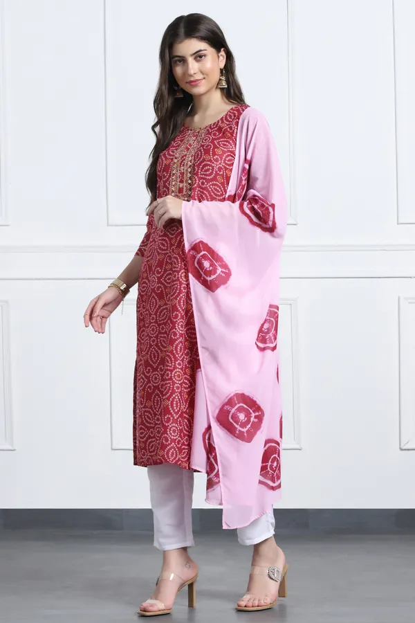 Maroon_Muslin_Ankle_Length_Kurta_Pant_Suit_Set