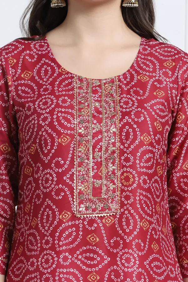 Maroon_Muslin_Ankle_Length_Kurta_Pant_Suit_Set
