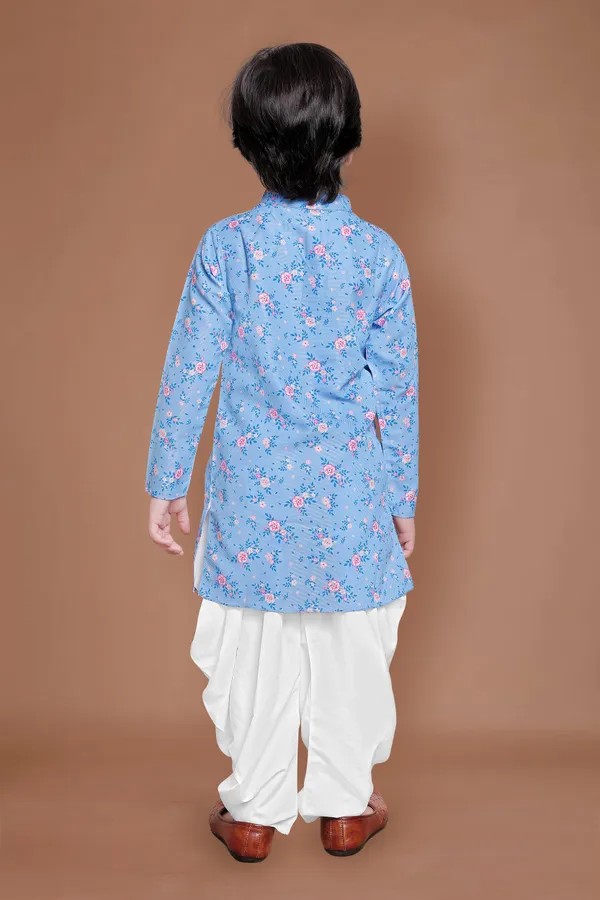 Skyblue_A_Line_Kurta_With_Dhoti_Set_For_Boys