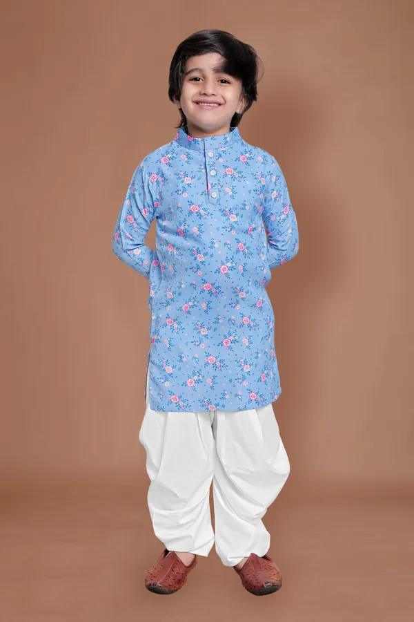 Skyblue_A_Line_Kurta_With_Dhoti_Set_For_Boys
