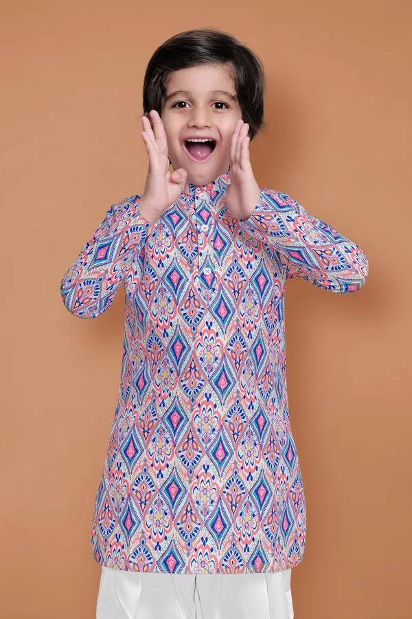 Multicolor_A_Line_Kurta_With_Dhoti_Set_For_Boys