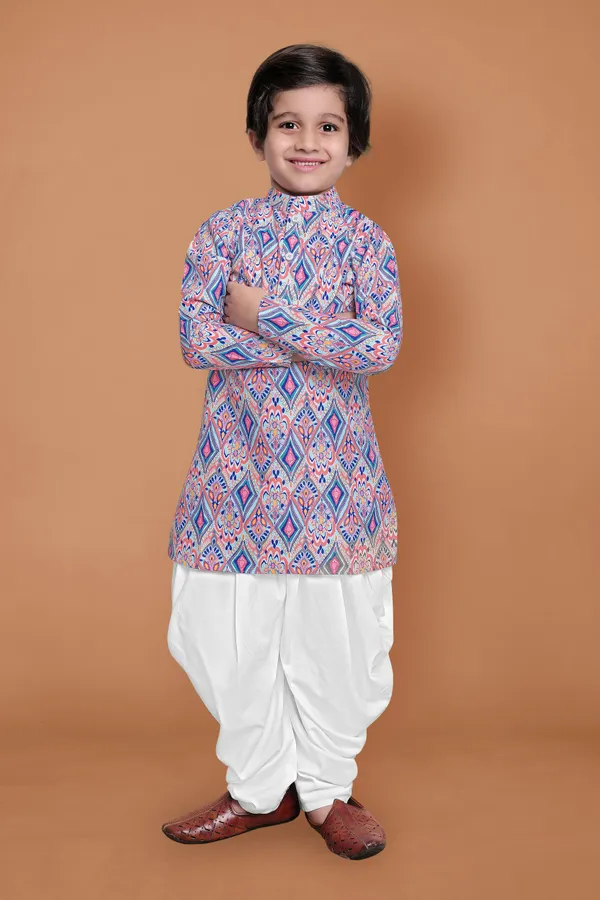Multicolor_A_Line_Kurta_With_Dhoti_Set_For_Boys