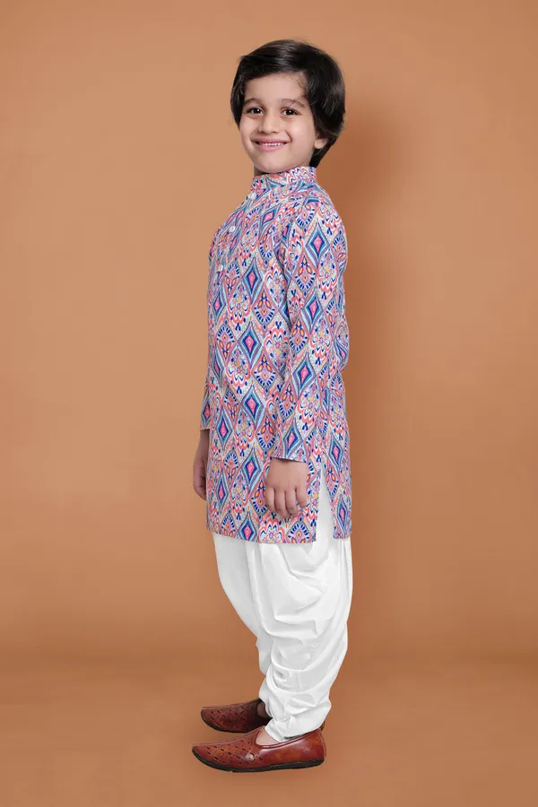 Multicolor_A_Line_Kurta_With_Dhoti_Set_For_Boys