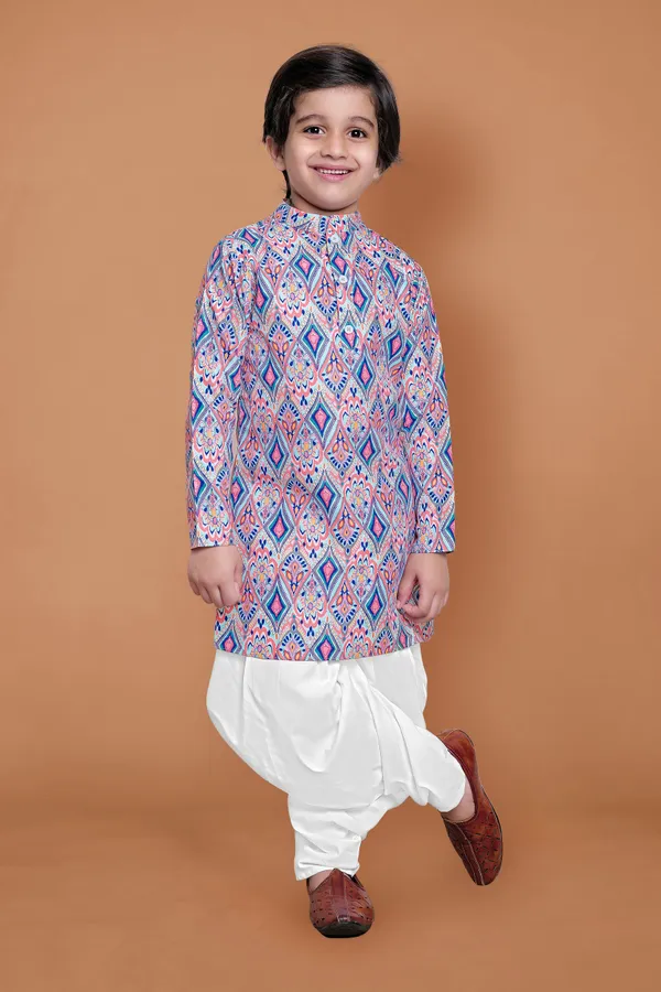 Multicolor_A_Line_Kurta_With_Dhoti_Set_For_Boys