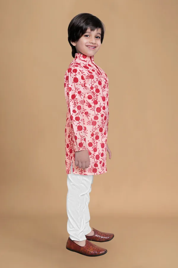 Cream_A_Line_Kurta_With_Pyjama_Set_For_Boys