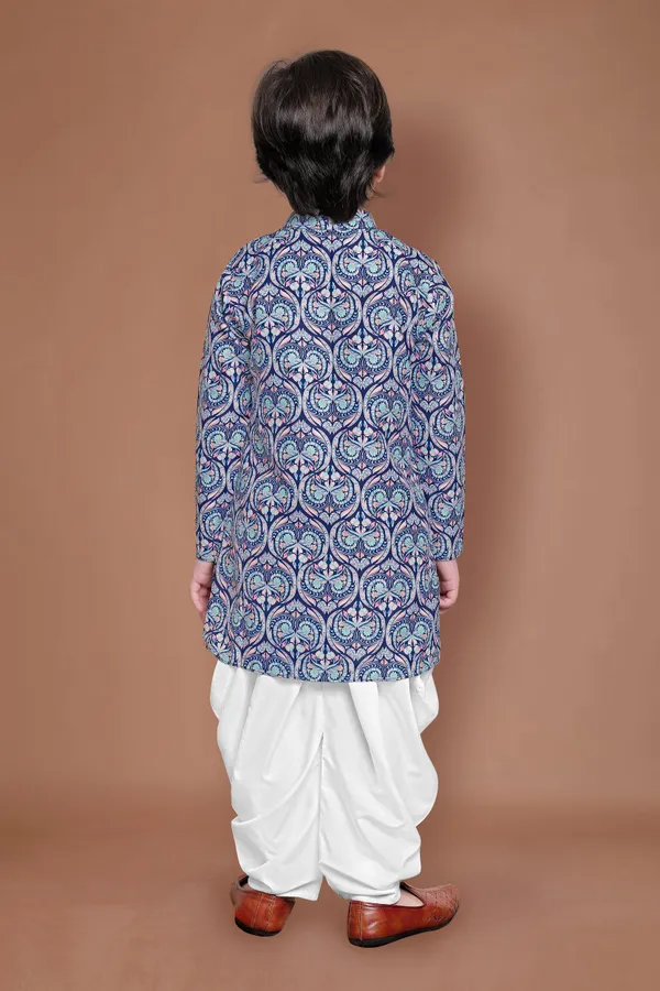 Navy_A_Line_Kurta_With_Dhoti_Set_For_Boys