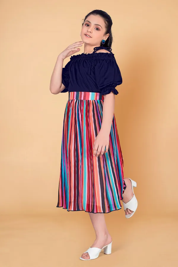 Navy_Blue_Lycra_Top_With_Accordion_Pleated_Georgette_Skirt_Clothing_Set_For_Girls