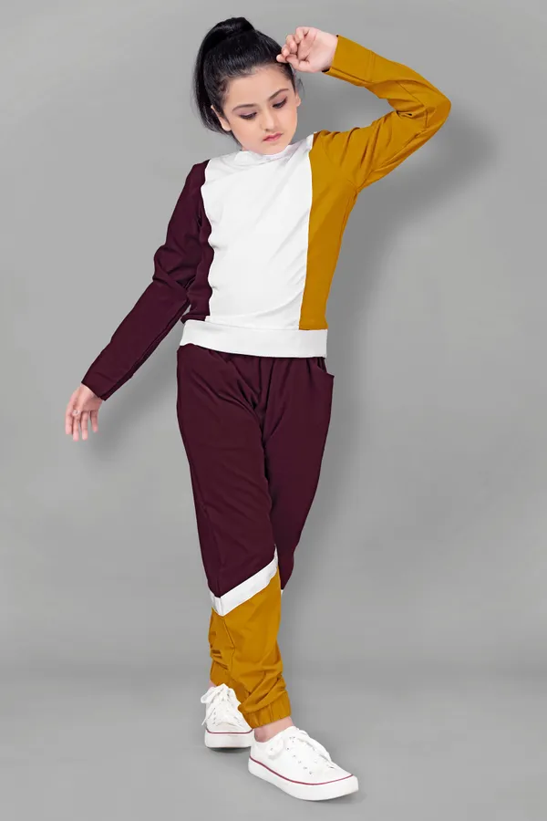 Mustard_Polyester_Lycra_T-Shirt_With_Trouser_Set_For_Girls