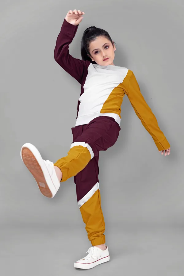Mustard_Polyester_Lycra_T-Shirt_With_Trouser_Set_For_Girls