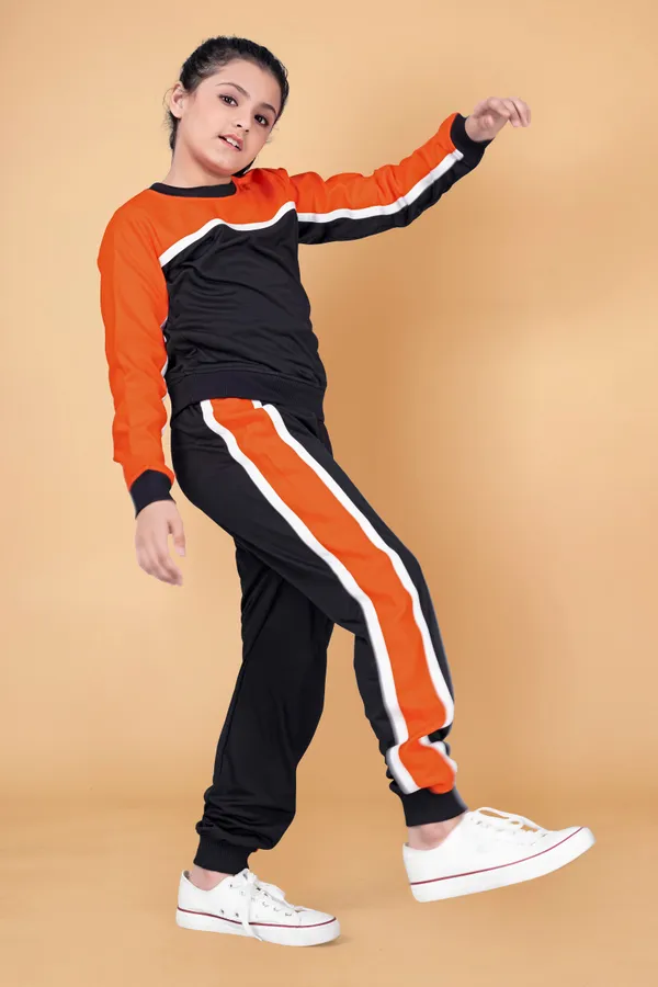 Orange_Polyester_Lycra_T-Shirt_With_Trouser_Set_For_Girls