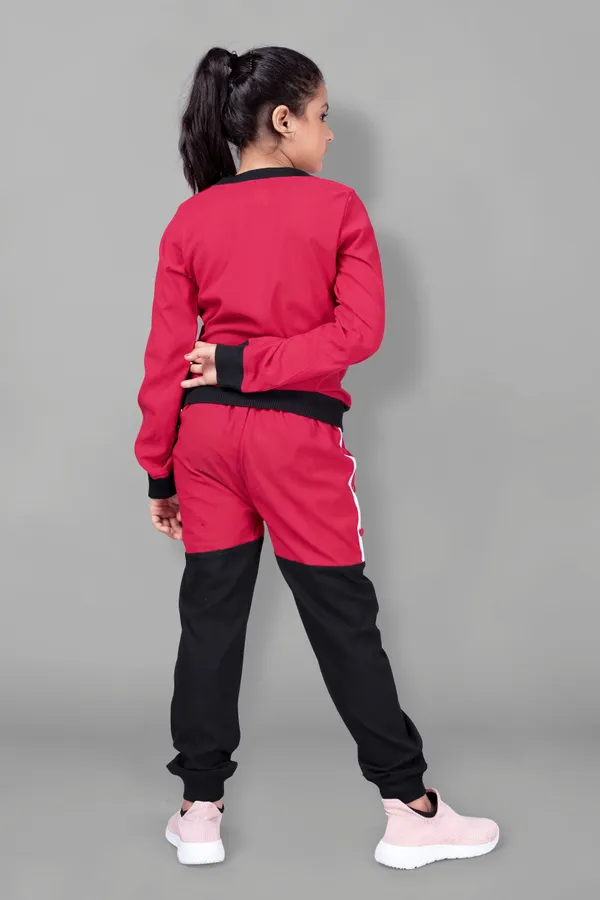 Red_Polyester_Lycra_T-Shirt_With_Trouser_Set_For_Girls