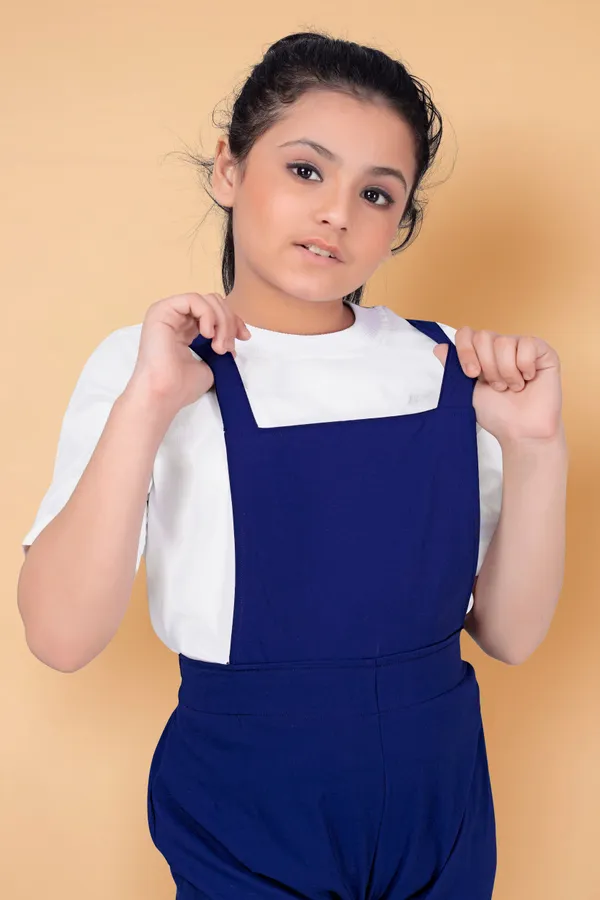 Navy_Blue_Polyester_Lycra_Solid_Top_With_Strappy_Dungaree_Set_For_Girls