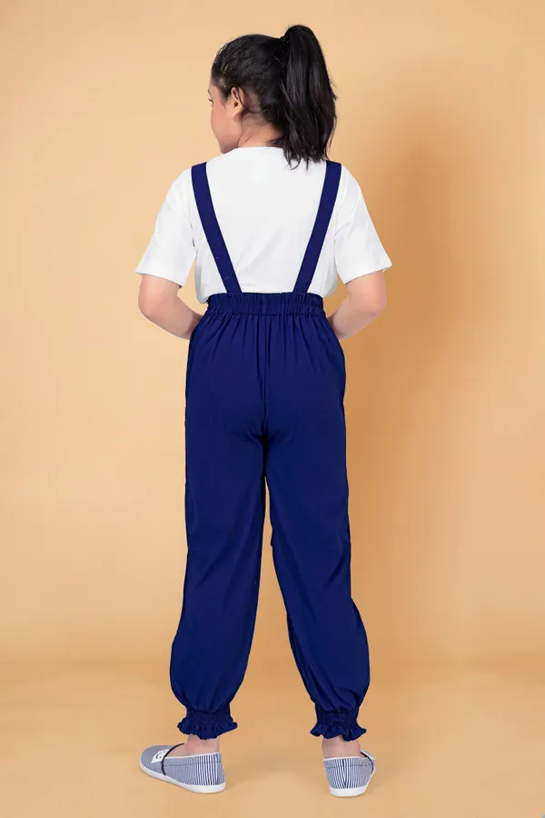 Navy_Blue_Polyester_Lycra_Solid_Top_With_Strappy_Dungaree_Set_For_Girls