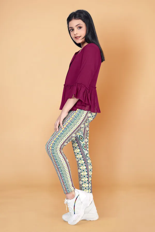 Maroon_Georgette_Top_With_Geometric_Printed_Jaggings_Apparel_Combo_Set_For_Girls
