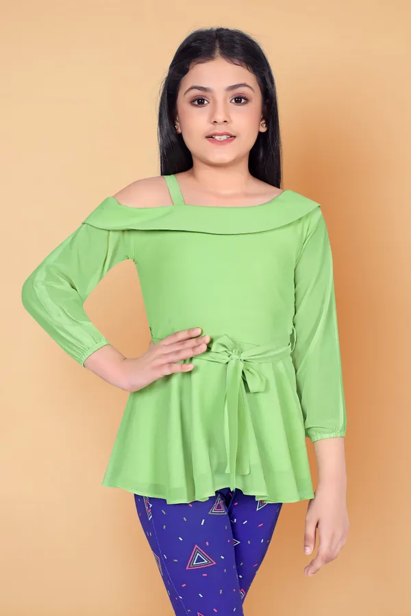 Girl?S_Pista_Solid_Georgette_Top_With_Geometric_Printed_Jagging?S_Apparel_Combo_Set