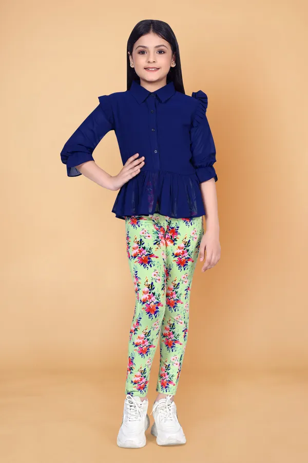 Navy_Blue_Peplum_Georgette_Top_With_Floral_Printed_Jaggings_Apparel_Combo_Set_For_Girls