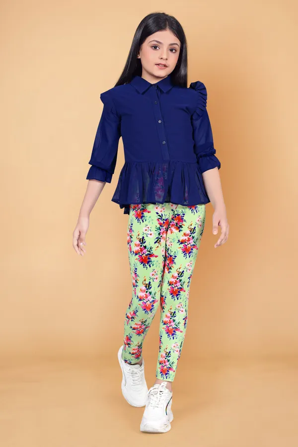 Navy_Blue_Peplum_Georgette_Top_With_Floral_Printed_Jaggings_Apparel_Combo_Set_For_Girls