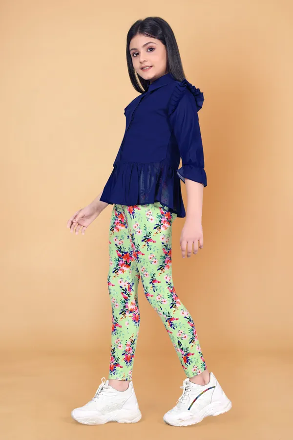 Navy_Blue_Peplum_Georgette_Top_With_Floral_Printed_Jaggings_Apparel_Combo_Set_For_Girls